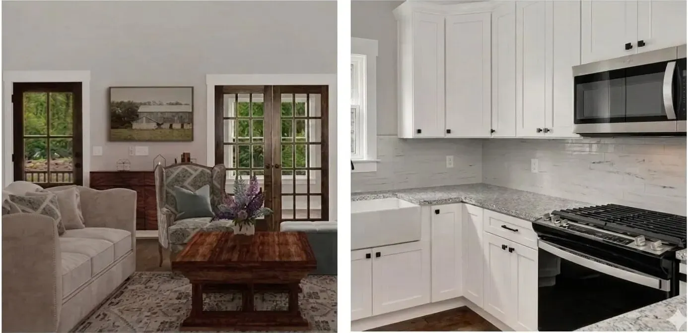 A living room and a kitchen in a Southeast Tennessee home